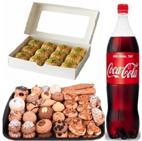 1 kg Kuru Pasta + 1 kg Fıstıklı Baklava + 1 Litre Kola Menüsü Samsun pasta