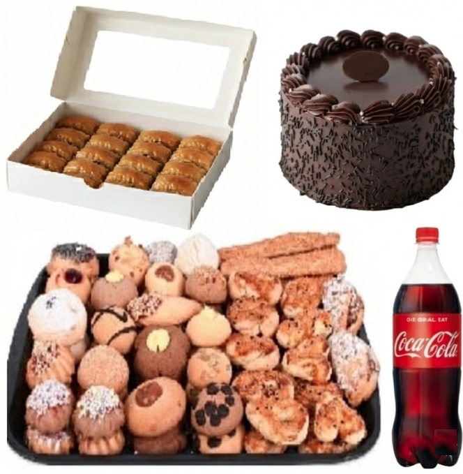 4 Kişilik Çikolatalı Yaş Pasta + Kuru Pasta + Cevizli Baklava Menü Samsun pasta