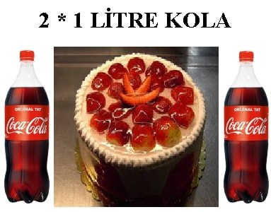 6-9 Kişilik Çilekli Yaş Pasta & 2x1 Lt Cola Samsun pasta