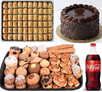 Akşam Çayı Seti: 1 Kg Kuru Pasta 1 Kg Baklava Pasta ve 1 Lt Kola Samsun pasta