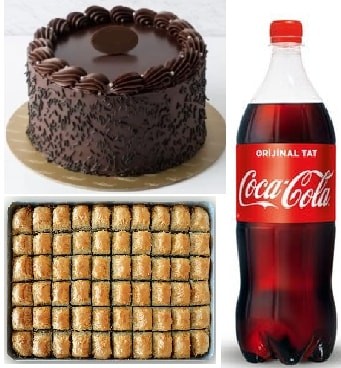 Ekonomik Tatlı Menüsü: Yaş Pasta Cevizli Baklava ve 1 L Cola Samsun pasta