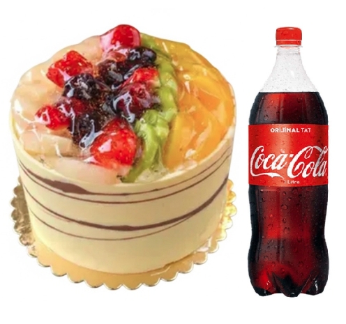 Karışık 4 kişilik mevsim meyveli yaş pasta 1 litre kola Samsun pasta