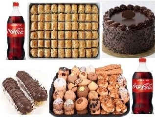 Şahane Kutlama Seti Çikolatalı Pasta Baklava Ekler ve İçecek Kombini Samsun pasta