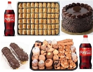 Şahane Kutlama Seti Çikolatalı Pasta Baklava Ekler ve İçecek Kombini Samsun pasta